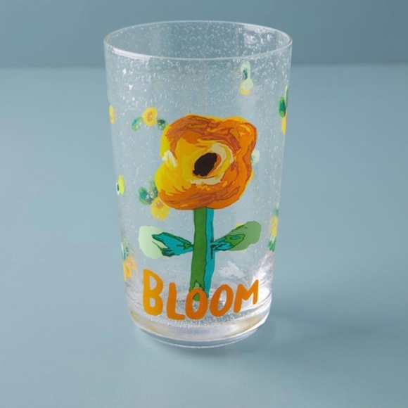 2 Anthropologie Carolyn Gavin Inspire Juice Glasses 1 Blue & 1 Yellow Set - Picture 5 of 9